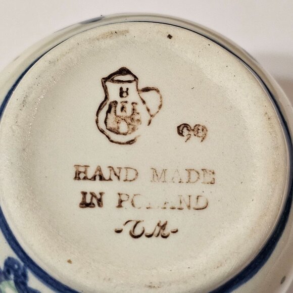 Polish Pottery Small Sugar and Creamer in Hard to Find Falling Daisies Pattern - Picture 4 of 13